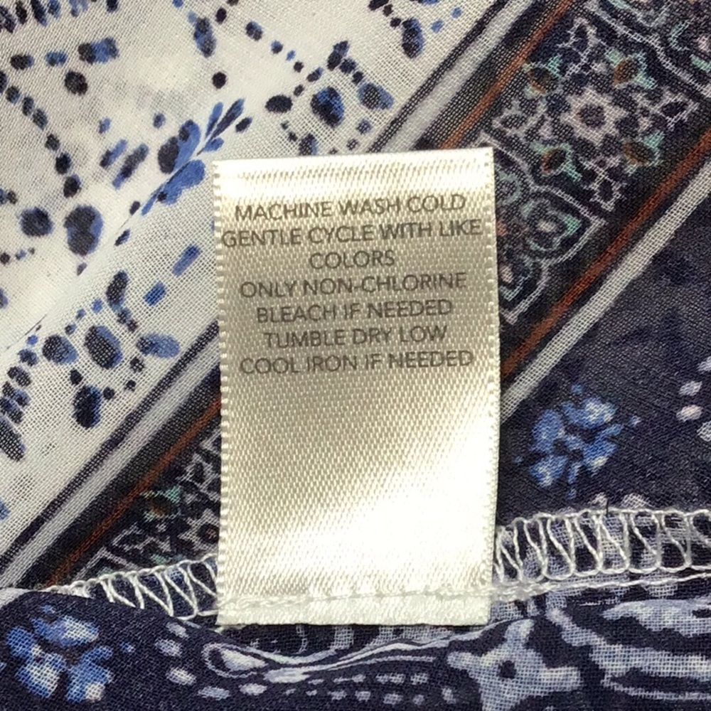 Christopher & Banks Semi Sheer Blue White Patterned Kimono Top Sz.S/M - Picture 6 of 10